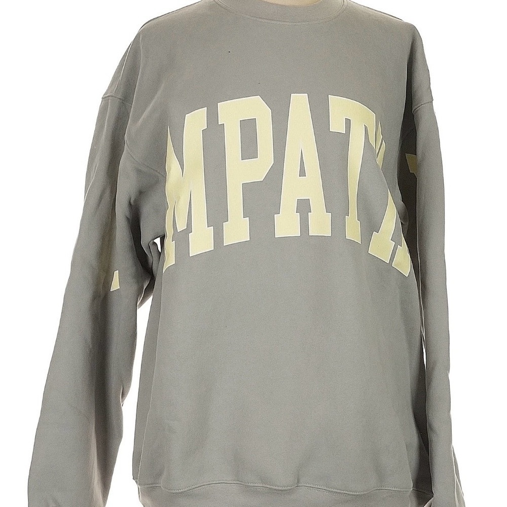Stylish Gray Sweatshirt with Cream Lettering